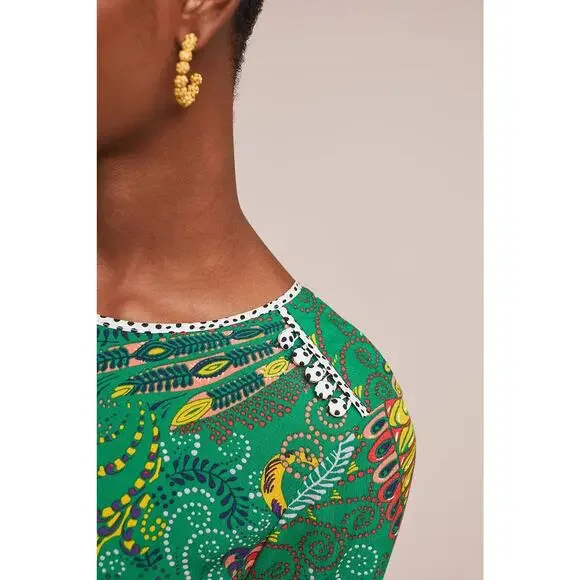 Maeve Anthropologie Green Printed Janis Dress - Picture 2 of 6